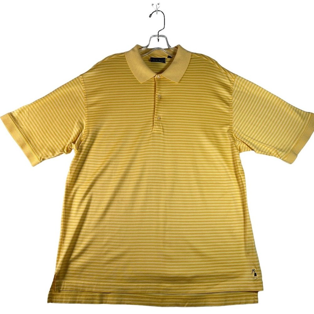 Bobby Jones Players Golf Polo Shirt Size‎ L Orange Peach Stripe Short Sleeve